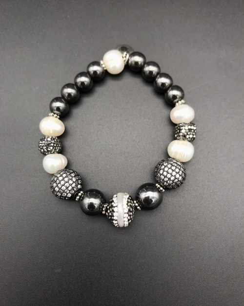Bracelet "Venezia" - hématite et perles de rivière